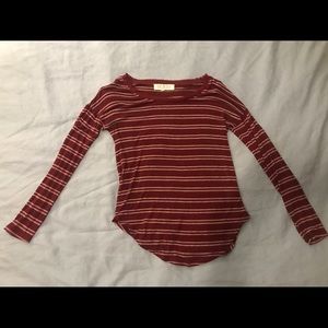 Long Sleeve Maroon and White Striped Shirt